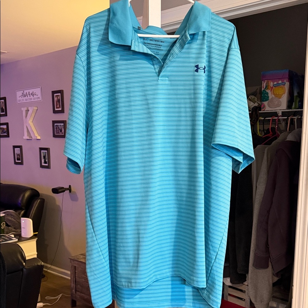 Men’s 4XL Under Armour Men's Aqua Striped Polo